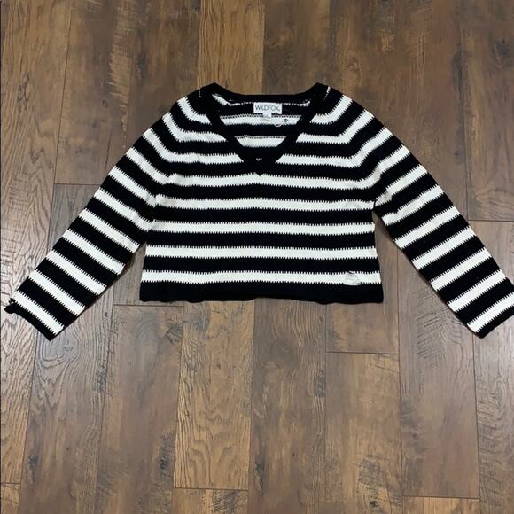 Wildfox Leanne V-Neck Knit Striped Sweater - Picture 4 of 8